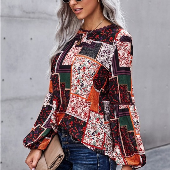 Boho Patchwork Blouse - Picture 5 of 6